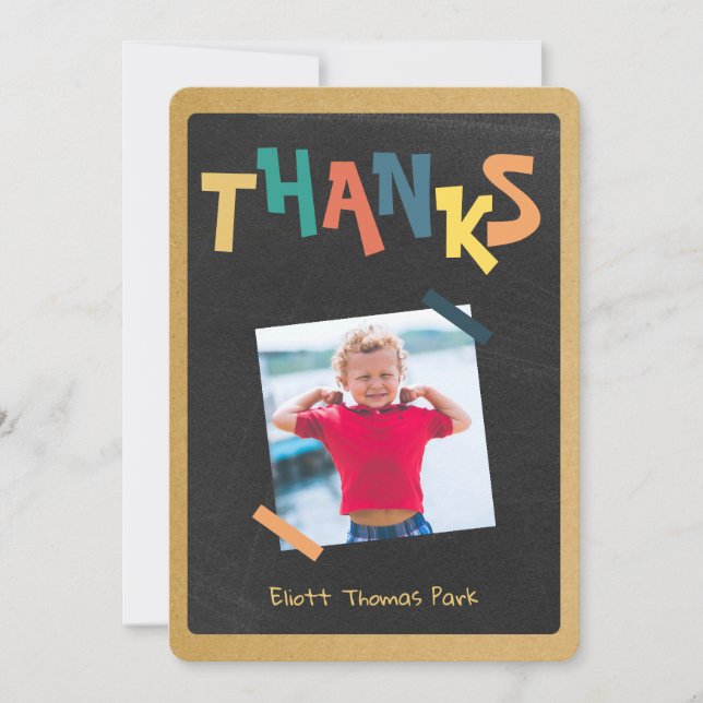 Tarjeta De Agradecimiento Personalizado de cumpleaños gracias foto de Chalkb (Anverso)