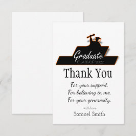 Tarjeta De Agradecimiento Personalizado de desplazamiento en blanco y negro 