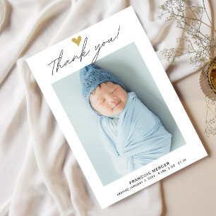 Tarjeta De Agradecimiento Personalizado de escritura cardíaca moderna foto d