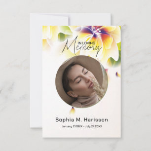 Tarjeta De Agradecimiento Personalizado de flores amarillas Foto Funeral