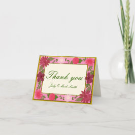 Tarjeta De Agradecimiento Personalizado De Flores Rosadas Gracias Cartas