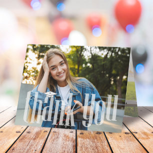 Tarjeta De Agradecimiento Personalizado de fotografía de graduación moderna