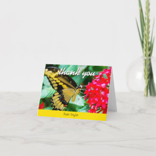 Tarjeta De Agradecimiento Personalizado de fotos de mariposas amarillas negr