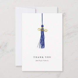 Tarjeta De Agradecimiento Personalizado de Graduación Blue Tassel
