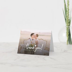 Tarjeta De Agradecimiento Personalizado de guiones manuscritos del Boda de f
