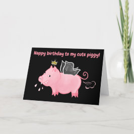 Tarjeta De Agradecimiento Personalizado de hadas de cerdo divertido cumpleañ