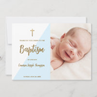 Personalizado de la cruz de oro azul Baptismo infa
