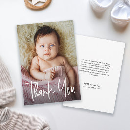 Tarjeta De Agradecimiento Personalizado de la mano moderna bebé niña ducha f