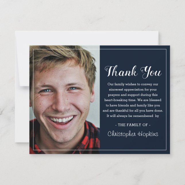 Tarjeta De Agradecimiento Personalizado de la Marina Moderna Foto Funeral Gr (Anverso)
