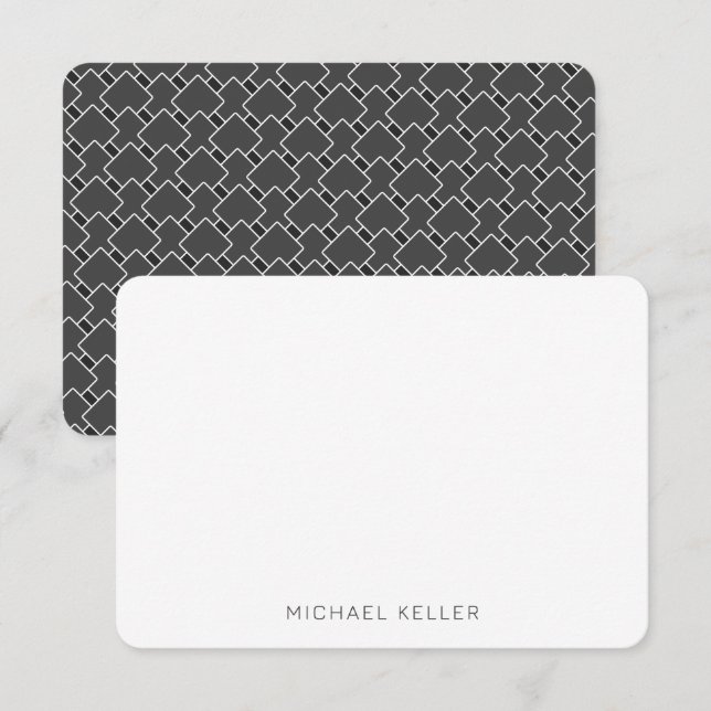 Tarjeta De Agradecimiento Personalizado de los hombres geométricos de blanco (Anverso / Reverso)