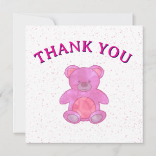 Tarjeta De Agradecimiento Personalizado De Oso De Teddy Rosa