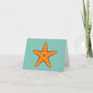 Tarjeta De Agradecimiento Personalizado de Starfish Naranja Cute