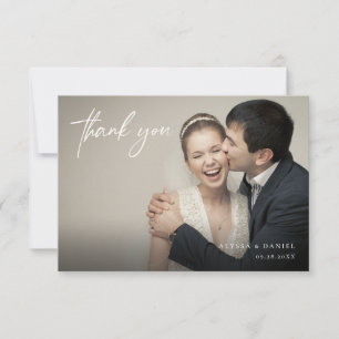 Tarjeta De Agradecimiento Personalizado de superposición minimalista Boda ho