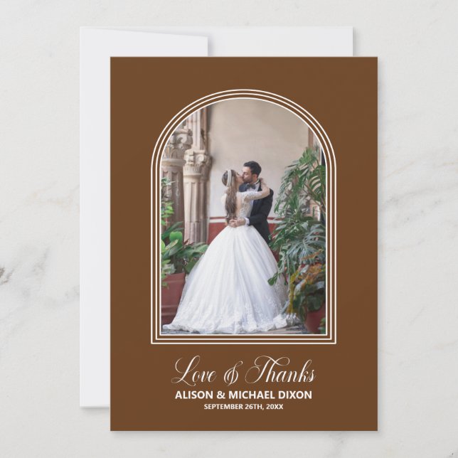 Tarjeta De Agradecimiento Personalizado de Terracotta Boda fotográfico (Anverso)