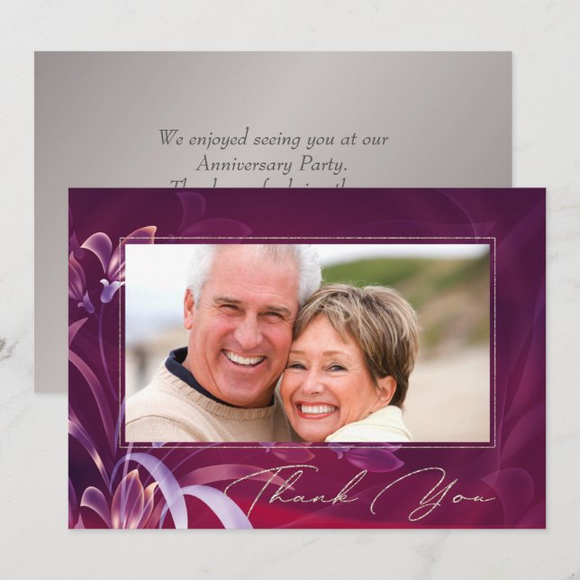 Tarjeta De Agradecimiento Personalizado del aniversario del boda (Anverso / Reverso)