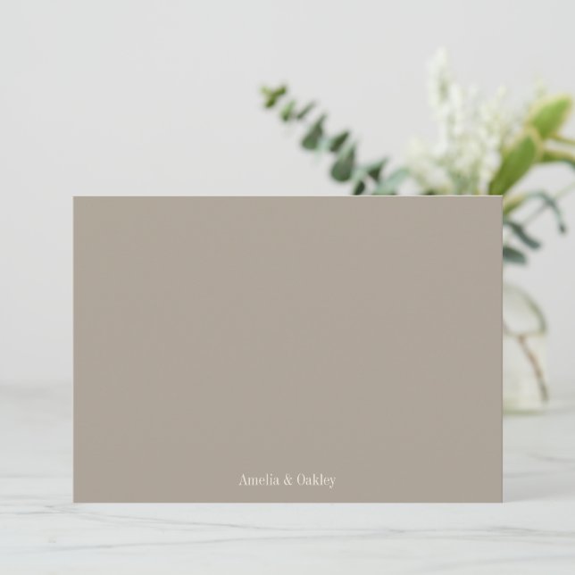 Tarjeta De Agradecimiento Personalizado elegante de bodas de Taupe Brown min (Anverso de pie)