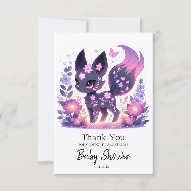 Tarjeta De Agradecimiento Personalizado elegante Fox Baby Shower (Anverso)