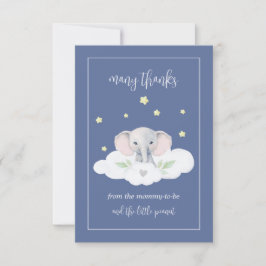 Tarjeta De Agradecimiento Personalizado Elephant Blue Baby Shower Gracias Ca
