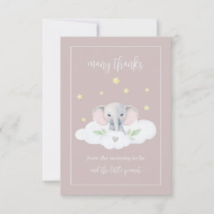 Tarjeta De Agradecimiento Personalizado Elephant Pink Baby Shower Gracias Ca