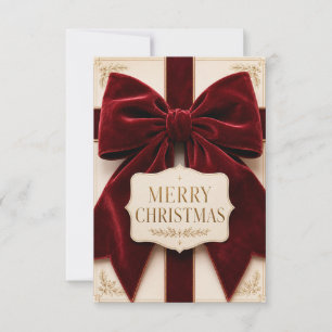 Tarjeta De Agradecimiento Personalizado Estilo de Navidad de Lazo de Terciop