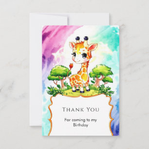 Tarjeta De Agradecimiento Personalizado Feliz cumpleaños de Giraffe