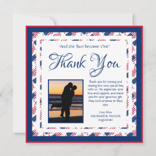 Tarjeta De Agradecimiento PERSONALIZADO FLAG de EE.UU. Boda de Plaza Patriót