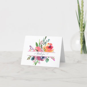 Tarjeta De Agradecimiento Personalizado floral acuarela rosa y naranja t