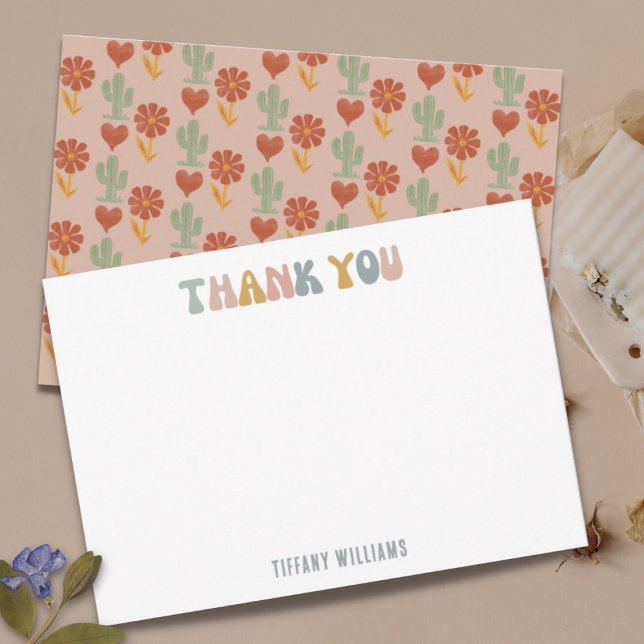 Tarjeta De Agradecimiento Personalizado Floral Retro Pastel Gracias (Subido por el creador)