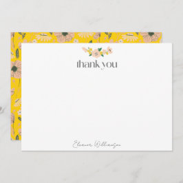 Tarjeta De Agradecimiento Personalizado floral rosa amarillo rosa vintage du