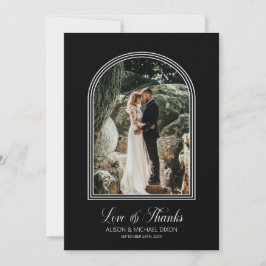 Tarjeta De Agradecimiento Personalizado Foto Boda de Black Arch
