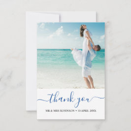 Tarjeta De Agradecimiento Personalizado Foto Modern Beach Wedding Tema de ag