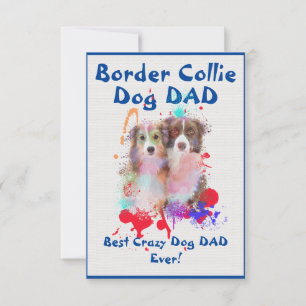Tarjeta De Agradecimiento Personalizado Frontera Collie papá perro mejor per