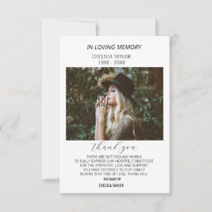 Tarjeta De Agradecimiento Personalizado funeral simple de simpatía por fotog