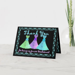 Tarjeta De Agradecimiento PERSONALIZADO - GRACIAS dama de honor menor con
