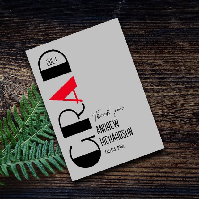 Tarjeta De Agradecimiento Personalizado graduación estilo negro blanco rojo (Subido por el creador)