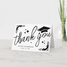 Tarjeta De Agradecimiento Personalizado Graduación Letra Elegante Estrellas 