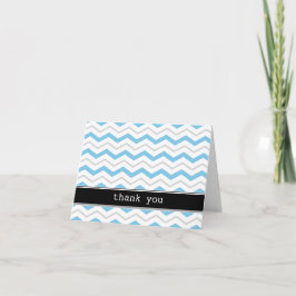 Tarjeta De Agradecimiento Personalizado Gris y Azul Chevron Gracias Cartas