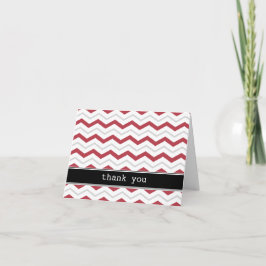 Tarjeta De Agradecimiento Personalizado Gris y Red Chevron Gracias Cartas