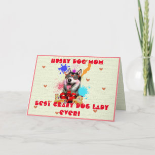 Tarjeta De Agradecimiento Personalizado Husky Mom Dog Mejor Crazy Dog Lady E