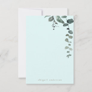 Tarjeta De Agradecimiento Personalizado Icy Blue Foliage Botanage Bride Blan