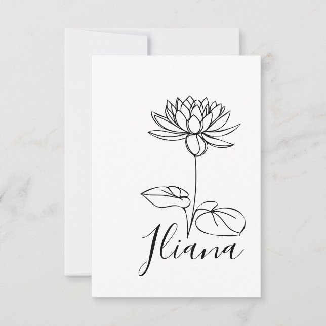 Tarjeta De Agradecimiento Personalizado Julio Agua Lily Nació Regalo de Flor (Anverso)