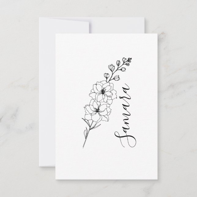 Tarjeta De Agradecimiento Personalizado Julio Delphinium Birth Flower Gift p (Anverso)