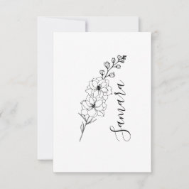 Tarjeta De Agradecimiento Personalizado Julio Delphinium Birth Flower Gift p