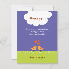 Tarjeta De Agradecimiento Personalizado lindo Boda de Aves Amores (Noche)