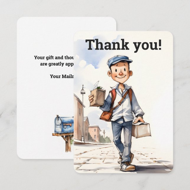 Tarjeta De Agradecimiento Personalizado Mailman Letter Carrier (Anverso / Reverso)