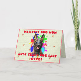 Tarjeta De Agradecimiento Personalizado Malinois Mamá Perro Mejor Loca Tarje