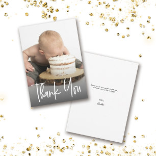 Tarjeta De Agradecimiento Personalizado Manejo de fotos Cute Primer cumpleañ