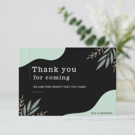 Tarjeta De Agradecimiento Personalizado marca simple Boda moderno negro