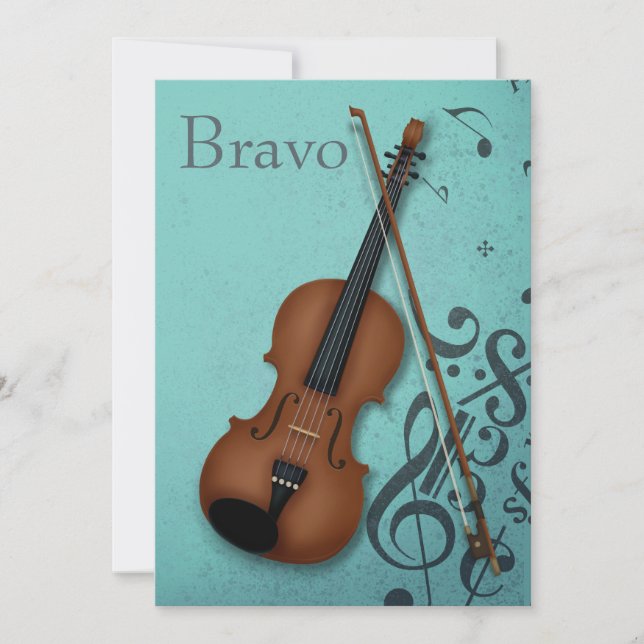 Tarjeta De Agradecimiento Personalizado marrón de violín y bow Haute Bohème  (Anverso)