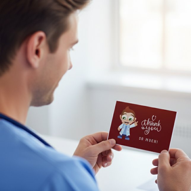 Tarjeta De Agradecimiento Personalizado Médico Red Gracias (Subido por el creador)